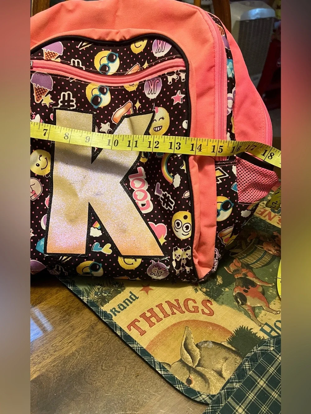 Justice Pink and Gold Emoji Print Kids Backpack